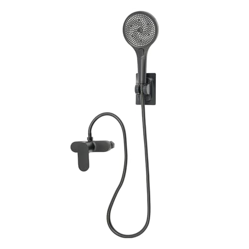 BAOCHADA Duscharmatur Schwarz mit Brausegarnitur，Mischbatterie Dusche Wandmontage mit Duschset, Badewannenarmatur mit Handbrause，3 verschiedene Duschprogramme,1.5m Schlauch von BAOCHADA