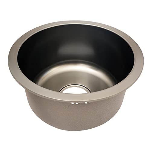 BAOCHADA Rundspüle Einbauwaschbecken Edelstahlspüle Küchenspüle Ø 36CM, Edelstahleinbauspüle Rund Badezimmer Waschbecken Campingspüle, 201 Edelstahl Einbauspüle Spülbecken Einzelner Schlitz, Grau von BAOCHADA