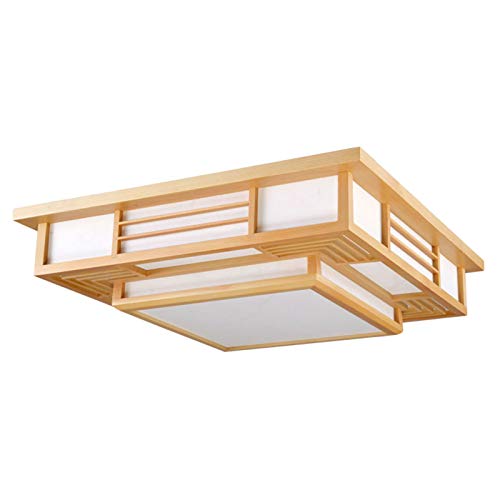BAOCHADA Holz Japanische LED Deckenleuchte LED Deckenleuchte Modern Design Deckenlampe Holz Haben Schafspelzschirme aus PVC. LED Deckenleuchte Holz [Energieklasse E] von BAOCHADA