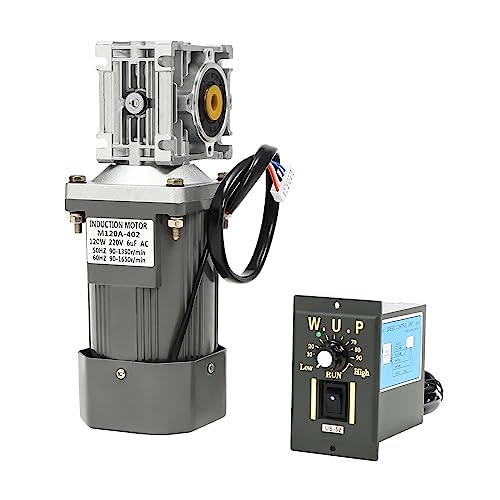 BAOCHADA Wechselstrommotor 120W AC 220V Schneckengetriebemotor, Getriebemotor Schneckengetriebe Reduziergetriebe mit Gouverneur, Kupfer Gear Motor 1650RPM für Häuser Handwerk Schulprojekte von BAOCHADA