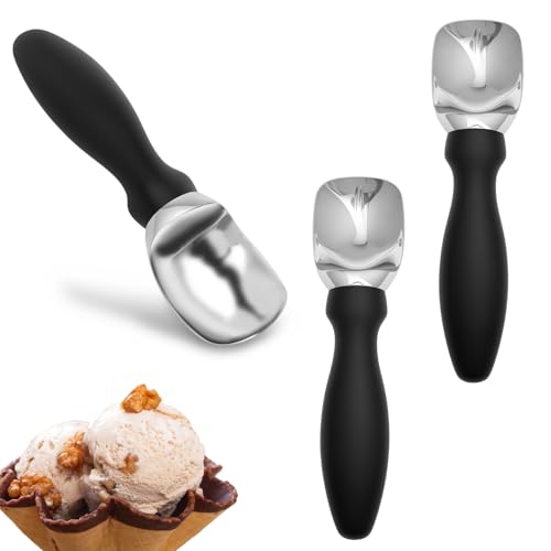 BAODBF 3 Stück Eislöffel Portionierer,Durchmesser 5 cm Metall Eisportionierer Set,19 cm Eiskugelportionierer Groß mit Rutschschutzgriff,Kugelformer für Eiscreme,Melonenkugeln,Kartoffelpüree,Kuchen von BAODBF