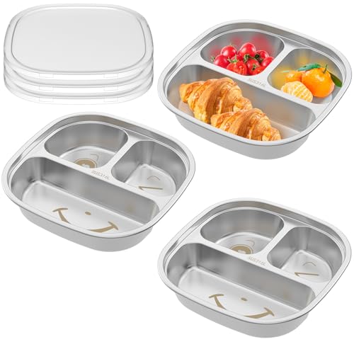 BAODBF 3 Stück Kinder Geschirrset,316 Edelstahl Kinderteller Unterteilt,Baby Geschirrset mit Lebensmittelgrade PP Deckel,BPA Frei Toddler Plate Teller Baby,Geteilte Teller Kinder,Spülmaschinenfest BAODBF 3 Stück Kinder Geschirrset,316 Edelstahl Kinderteller Unterteilt,Baby Geschirrset mit Lebensmittelgrade PP Deckel,BPA Frei Toddler Plate Teller Baby,Geteilte Teller Kinder,Spülmaschinenfest von BAODBF