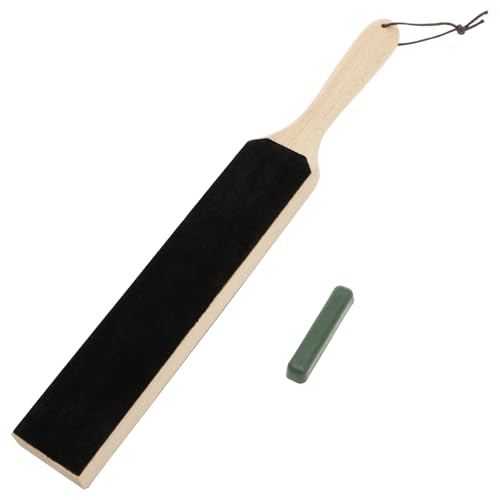 BAODBF Doppelseitiger Leder-Streichriemen,Messerabstreifer mit Polierpaste,370×50mm,Leder Streichriemen Abziehleder für Messer zum Schärfen von BAODBF