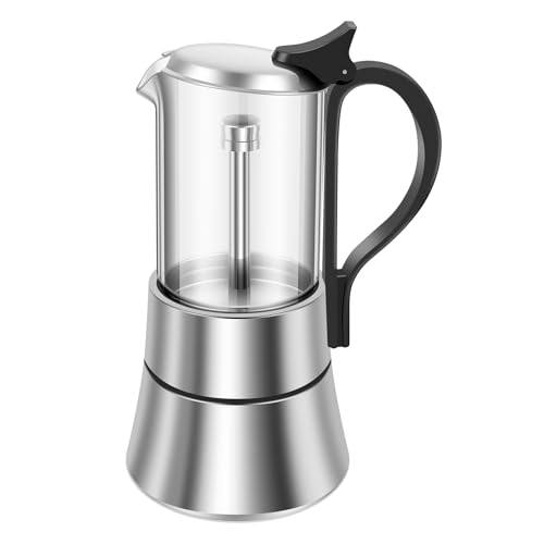 BAODBF Kaffeemaschinen 120 ml Induktion Moka Pot Clear Glass Top Edelstahl -Kocher -Espresso -Hersteller tragbarer Herd Espresso und Kaffeemaschine für Kaffee nach Hause. BAODBF Kaffeemaschinen 120 ml Induktion Moka Pot Clear Glass Top Edelstahl -Kocher -Espresso -Hersteller tragbarer Herd Espresso und Kaffeemaschine für Kaffee nach Hause. von BAODBF