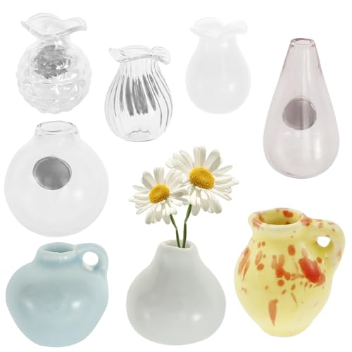 BAODBF Mini Vase Magnete Kühlschrankmagnete 3D,Keramikvasen,Mini Bud Vase,Kühlschrank Magnete,Kühlschrankmagnete Dekoration für Küche und Büro(8 Stück) von BAODBF