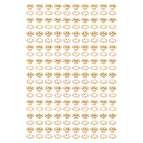 BAOFUYA 100 -pcs -Grommet Waschmaschine Set, Einfache Installation Kupferkonstruktion Erosionssicherer Zähne Ösen mit Waschmaschinen für Stoff Leder -Kleidung (8 mm) (GOLD) von BAOFUYA