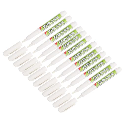 BAOFUYA 12pcs Weißer Farbmarker, Schnellrocken, Starke Haftung, Fade-. Klein und Leicht, tragbar. Weit Verbreitet in Glas, Keramik, Holz, Leder, Papier. Ideal Zum Schreiben oder von BAOFUYA