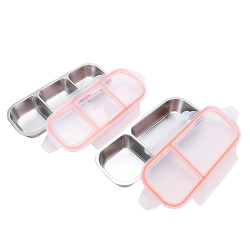 BAOFUYA 2PCS -Leckdosen -Meter -Lunch -Container, Minimalistische und Stilvolle Aussehensfächer Edelstahl -Mittagessen -Aufbewahrungsbox für Reisebüro (600 ml) von BAOFUYA