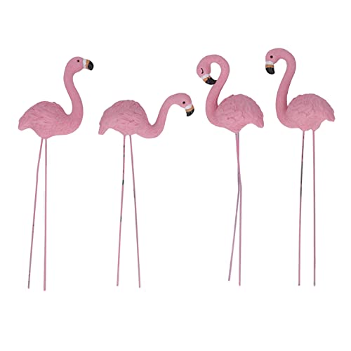 BAOFUYA 4 Teilige Rosafarbene Flamingo Gartenstatuen, Dekoration, Feine Details, Rosafarbene Rasenornamente, Flamingo Skulpturen Für den Rasen Im Garten von BAOFUYA