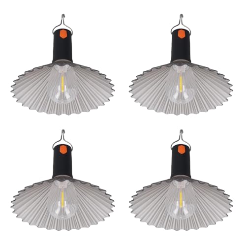 BAOFUYA 4pack Campinglichter Wiederaufladbare Campingleuchten, LED -Ziehenkabel -Glühbirne Tragbare LED -Zeltlaterne Lampe für Camping Im Freien und Notfall von BAOFUYA