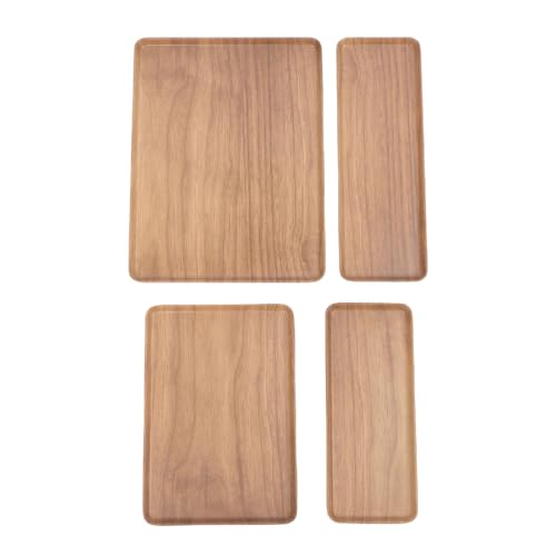 BAOFUYA 4pcs Rechteckige Holzkorn -Servierschalen, Nicht -Schlupfbeschichtung 3 Größe Hafter Aussehen Rugged Melamin Food Drinks Tablett Kit für Heimküche von BAOFUYA