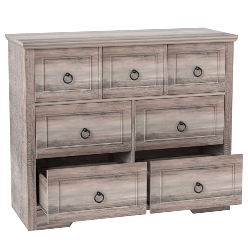 BAOFUYA 7 Schubladenkommoden, Große Kapazität Multifunktionaler Sideboard -Aufbewahrungsturm für Schlafzimmer Wohnzimmer Flur von BAOFUYA