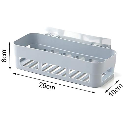 BAOFUYA Bohrer Frei zu Montieren Bad Lagerregal, Selbstklebender Duschkorb für Zahnbürste, Tasse, Seife mit Schnellem Abflussdesign, weiß 10.24x3.94x2.36in (Grey) von BAOFUYA