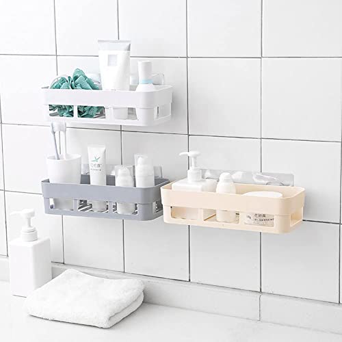 BAOFUYA Bohrer Frei zu Montieren Bad Lagerregal, Selbstklebender Duschkorb für Zahnbürste, Tasse, Seife mit Schnellem Abflussdesign, weiß 10.24x3.94x2.36in (White) von BAOFUYA