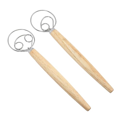 BAOFUYA Brotmixer mit Schaber, Edelstahl und Holz, Zum Kneten Teig und Zum Backen zu Hause (1 Auge und 2 Augenwischungen und ein Schaber) von BAOFUYA