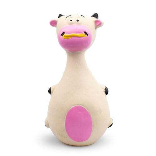 BAOFUYA Cartoon Quietschende Spielsachen, Interaktive, Quietschende Zähneputzspielzeug für Kleine Mittelgroße Große Hunde (Weiße Kuh) von BAOFUYA