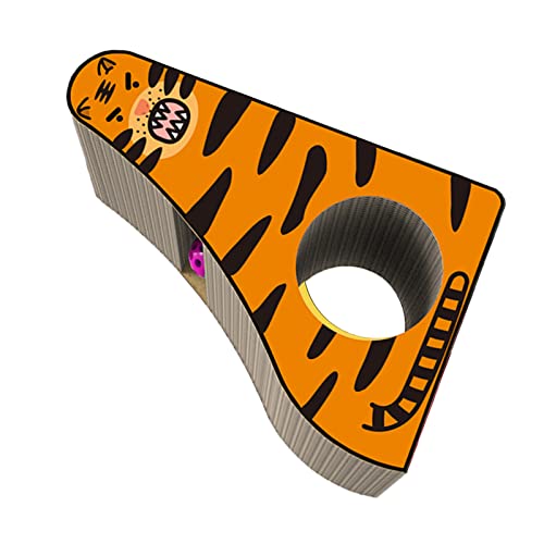 BAOFUYA Cat Scather Hang Pappe OnDule -Karton mit Tunnelkugel für den Innengebrauch, Ergonomisches Design für Katzenkühler und Gläubiger (Tiger) von BAOFUYA