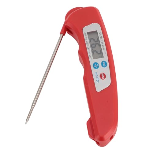 BAOFUYA Digitales Fleischthermometer, Faltbares Genaues Fleischthermometer -Sonde Hintergrundbeleuchtungsbildschirm Zum Küchenkochen Im Freien Grillen (Rot) von BAOFUYA