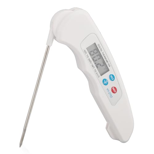BAOFUYA Digitales Fleischthermometer, Faltbares Genaues Fleischthermometer -Sonde Hintergrundbeleuchtungsbildschirm Zum Küchenkochen Im Freien Grillen (WHITE) von BAOFUYA