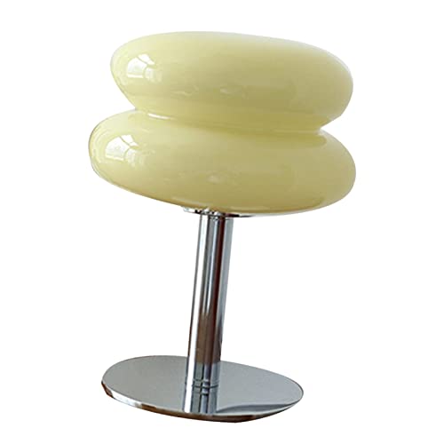 BAOFUYA Eierkuchen Tischlampe, Niedliche Nachttischlampe, Niedliche Glas Tischlampe, Energieeffiziente Eierkuchen Form für Schlafsaal (Beige) von BAOFUYA