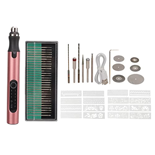 BAOFUYA Elektrischer Gravierstift-Kit, USB-Aufladung, Tragbarer Mini-Gravierer, DIY-Rotationsätzstift für Glaskeramik, Kunststoff, Holz, Schmuck(Roségold) von BAOFUYA