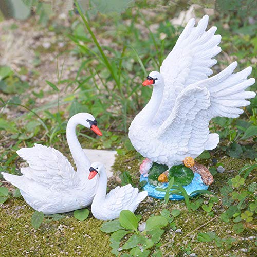 BAOFUYA Garten Harz Schwan Dekoration Tier Ornament Set, hohe Simulation Skulptur für Rasen und Garten Dekor, 3pcs Schwan Figur Dekor von BAOFUYA