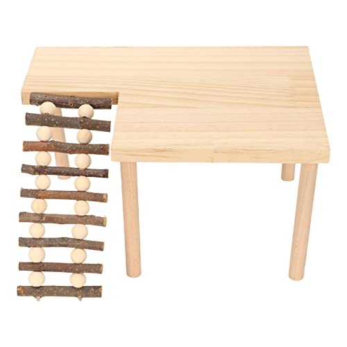 BAOFUYA Hamsterkäfig Plattform mit Beinen, Hamster Spielplattform aus Natürlichem Holz mit Leiter für Hamster Rennmaus Chinchilla von BAOFUYA