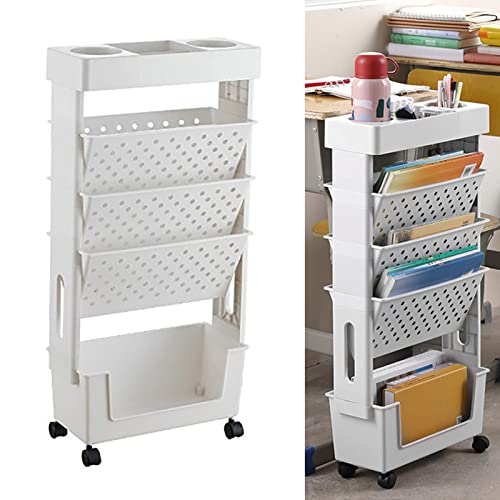 BAOFUYA Kinder Bücherregal Wandregal Karre Regal Regal Boden Stehbuch Regal Mehrzweck Regal Veranstalter für Büro, Küche, Schlafzimmer, Badezimmer (Weiß) von BAOFUYA