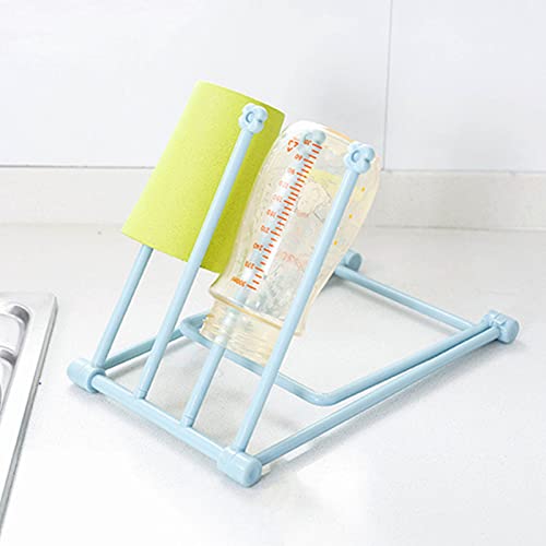 BAOFUYA Küchenarbeitsplatte Geschirrhalter Multi Zweck Faltbarer Rack, 4 Arm Handtuch Ständer Organisator (hellblau) von BAOFUYA