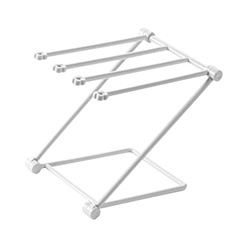 BAOFUYA Küchenarbeitsplatte Geschirrhalter Multi Zweck Faltbarer Rack, 4 Arm Handtuch Ständer Organisator (hellgrau) von BAOFUYA