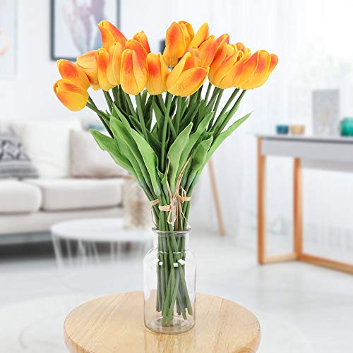 BAOFUYA Künstliche Tulpen, fühlen sich echt an, perfekte Dekoration für Zuhause, Zimmer, Hochzeit, PU-Material, lebendige Farben, 30 Stück (Nr. 3) von BAOFUYA