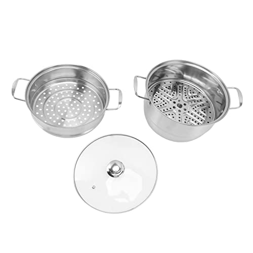 BAOFUYA Martensit Edelstahl Multifunktional Dampftopf mit Großer Kapazität mit Glasdeckel für Gedämpfte Lebensmittel 28 Cm (Drei Schichten) von BAOFUYA