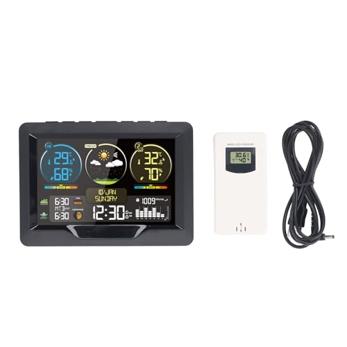 BAOFUYA Professionelle Drahtlose Wetteruhr, Stabile Getriebe Technologie IPX4 Water Proof Indoor Digitalwetter Thermometer für Sonnenuntergang BAOFUYA Professionelle Drahtlose Wetteruhr, Stabile Getriebe Technologie IPX4 Water Proof Indoor Digitalwetter Thermometer für Sonnenuntergang von BAOFUYA