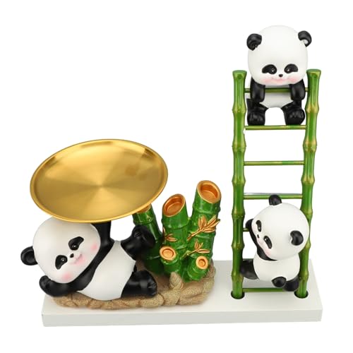 BAOFUYA Schöne Skulptur -Bonbon -Harz Harz Schlüsselhalter Dekorative Tablett, Handgefertigter Snackspeicher für Office Desktop (7303C -01 Panda) von BAOFUYA