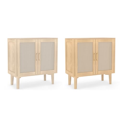 BAOFUYA Sideboard -Buffet -Lagerschrank, Multifunktionaler Küchen -Sideboard -Akzentschrank mit Rattan -Dekorentüren für den Flur (Holzfarbe) von BAOFUYA