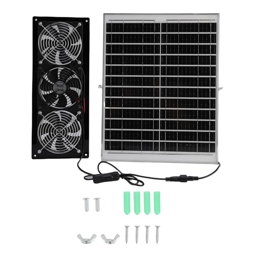 BAOFUYA Solar-Abluftventilator-Set, Solarbetriebenes Panel mit Hochgeschwindigkeits-Ventilator für Gewächshaus, Hühnerstall, Schuppen, Tierstall von BAOFUYA