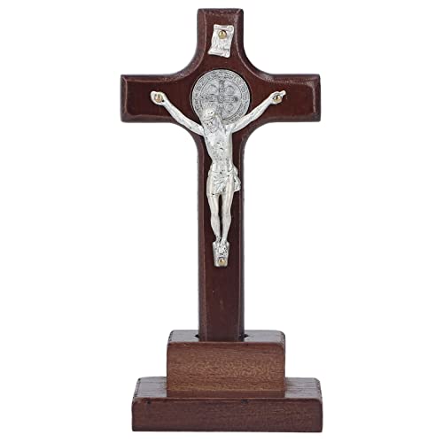 BAOFUYA Tischkreuz aus Holz, Handgefertigtes Stehendes Kruzifix aus Olivenholz, Stehendes Christliches Kreuz, Kruzifix, Tischaltar für Tischdekoration, Kathedrale, Religiöse Geschenke von BAOFUYA