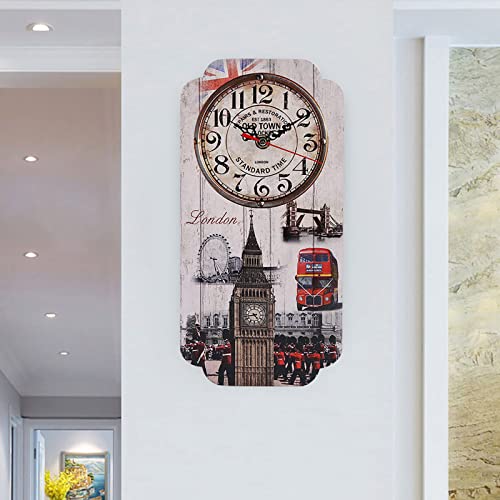 BAOFUYA Vintage -Wanduhr mit Genauer Zeitmessung, Vielseitiger Gebrauch, Einfache Installation, MDF -Material, Edel und Elegant für Schlafzimmer, Wohnzimmer, Büros, Europäischer Stil von BAOFUYA