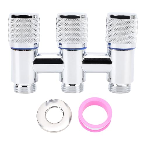 BAOFUYA Wasserverteiler, Edelstahl 3 -Wege -Wasserhahnadapter für Toilettenwaschmaschinen Küchenspüle Multi -Outlet -Stecker (Elektroplierte Farbe) von BAOFUYA