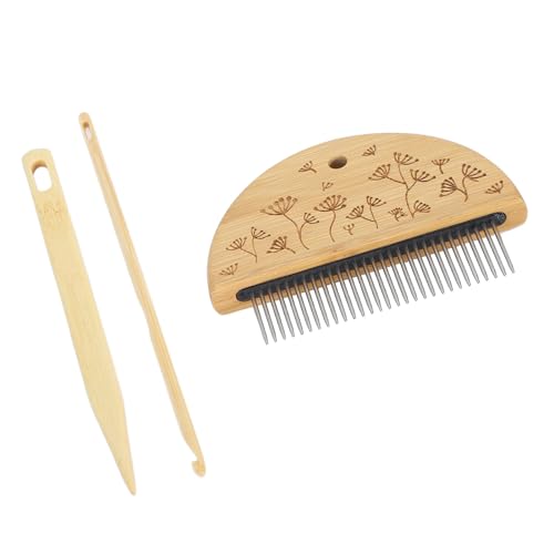 BAOFUYA Weben des Webstuhlkammkits Schöne Muster Kammzähne Zum Herstellen von Schals Edelstahl Big Eyelnadel Langable Bambusholz Holz Com Com (Typ 1) von BAOFUYA
