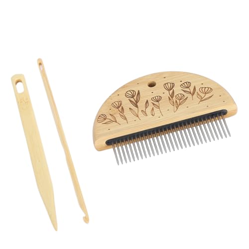 BAOFUYA Weben des Webstuhlkammkits Schöne Muster Kammzähne Zum Herstellen von Schals Edelstahl Big Eyelnadel Langable Bambusholz Holz Com Com (Typ 3) von BAOFUYA