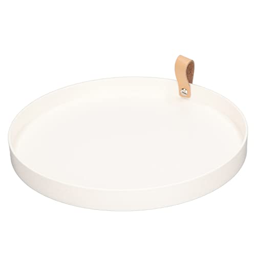 Weißer Runder Schminktisch, Modernes Rundes Tablett, Glänzendes Weißes ABS, Servierteller, Multifunktionaler Schminktisch für Schmuck, Parfümflaschen, Haarbürsten, Kosmetik von BAOFUYA