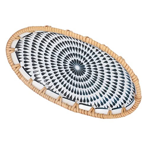 BAOFUYA Wicker Wicker -Porzellanplatte, Leicht zu Vegetarischer Keksspeicherplatte für Familienferien, Vietnamesischer Herbst + Blau und Weiße Keramik (Verbringen Sie einige kleine Porzellanscheiben) von BAOFUYA