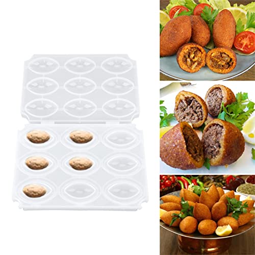 Fleischbällchen Form Prozessor, Manueller Hackbraten Maker, Presswerkzeug, DIY, Kibbeh Rollen Maker, Form, DIY, 9 Gitter, Hausgemachter Fleisch Maker (Transparent) von BAOFUYA