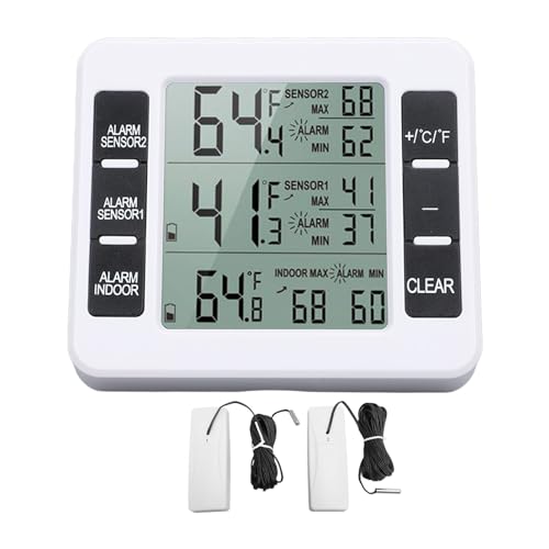 Innen-Außenthermometer, Digitales Innenthermometer und Luftfeuchtigkeitsmesser mit Temperaturüberwachung, Maximum- und Minimum-Aufzeichnungsfunktion, Thermometer von BAOFUYA