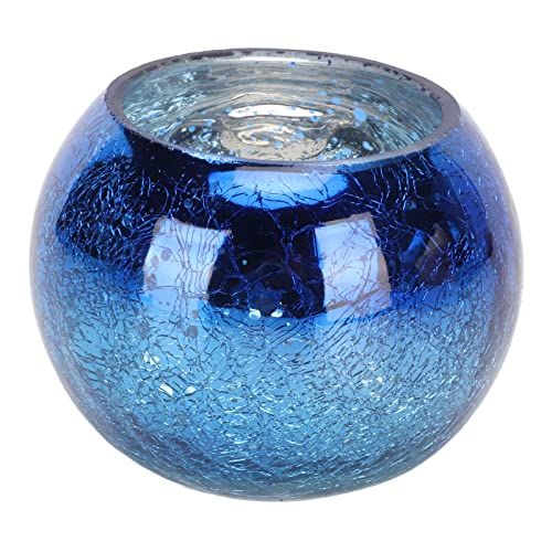 BAOFUYA Kerzenhalter aus Glas, Warmer Romantischer Teelichthalter aus Glas, Runde Schale, Votivkerzenhalter für Zuhause, Party, Hochzeit (Farbverlauf Blau) von BAOFUYA