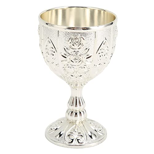Metallgeprägter Weinbecher Vintage Kelch Weinkelch Königlicher Mittelalterlicher Handgefertigter Kleiner Weintrinkbecher für Bar, Zuhause (Silber) von BAOFUYA