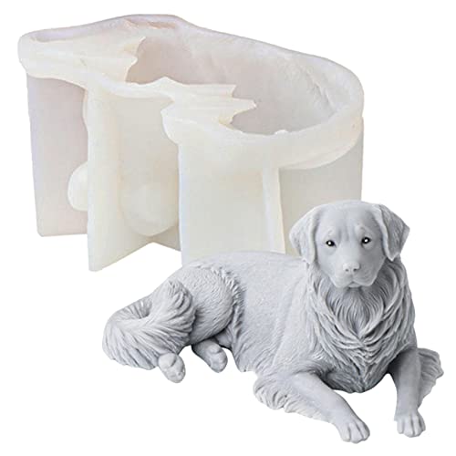 BAOK 3D-Silikon-Hundeform | 3D-Silikon-Form mit Golden Retriever Hund, Kerzen, liegender Hund, Gips, Harz, handgefertigte Seife, Kerzenherstellung, Zubehör, Heimdekoration von BAOK