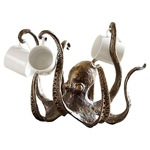 BAOK Kaffeebecherhalter, Espressotassenhalter – lustiger Becherhalter, Schmuckhalter, Oktopus-Skulptur, Handwerk, Vintage-Stil, Kunstharz, Oktopus-Tischstatue, Ornament von BAOK