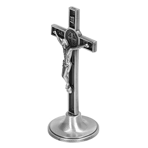 BAOK Kruzifix-Wandkreuz, Handgefertigtes Katholisches Kreuz, Vertikal, Schön für den Tisch (Silber) von BAOK